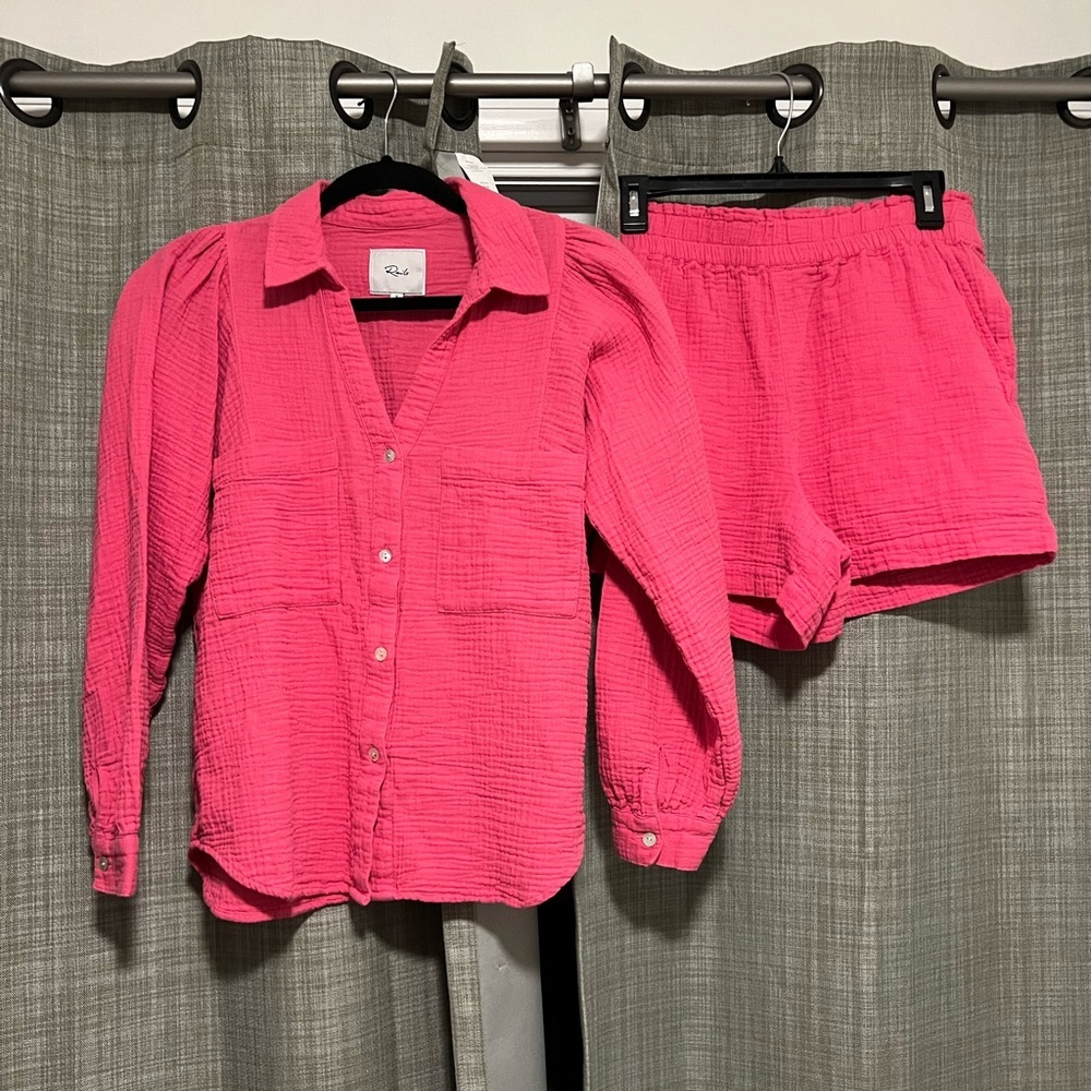Rails Fuchsia Lauren Shirt and leighton Shorts Set